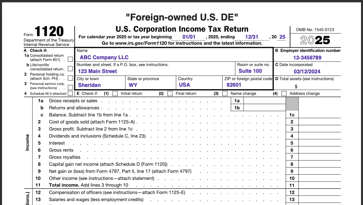 Declaración de ejemplo